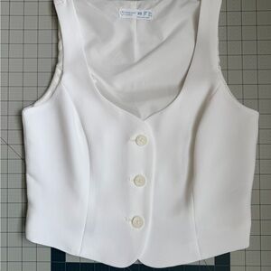 Primark White Buttoned Tank Top